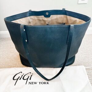 Gigi New York Pebbled Leather Tote Bag, Black, large Shoulder Purse w/ Dust bag